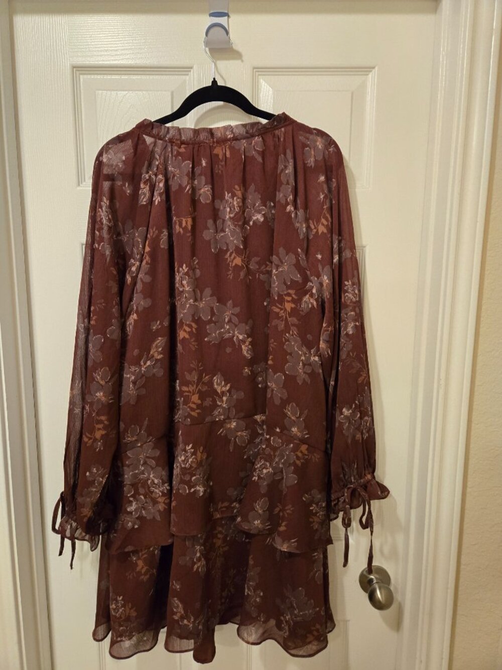 torrid Brown Floral Tiered Ruffle Midi Dress - Picture 10 of 12